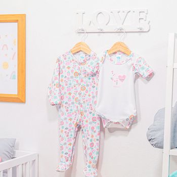 Conjunto de 2 Piezas: Mameluco + Pañalero manga corta (3-6M)
