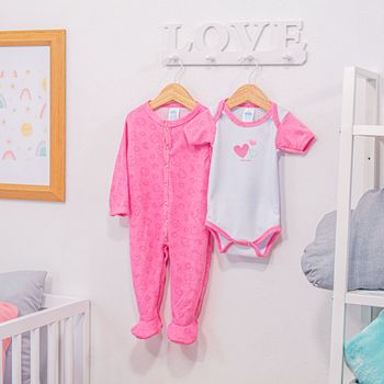 Conjunto de 2 Piezas: Mameluco + Pañalero manga corta (3-6M)