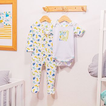 Conjunto de 2 Piezas: Mameluco + Pañalero manga corta (3-6M)