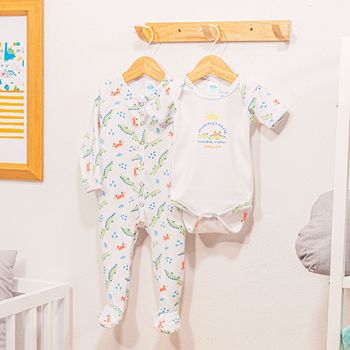 Conjunto de 2 Piezas: Mameluco + Pañalero manga corta (3-6M)
