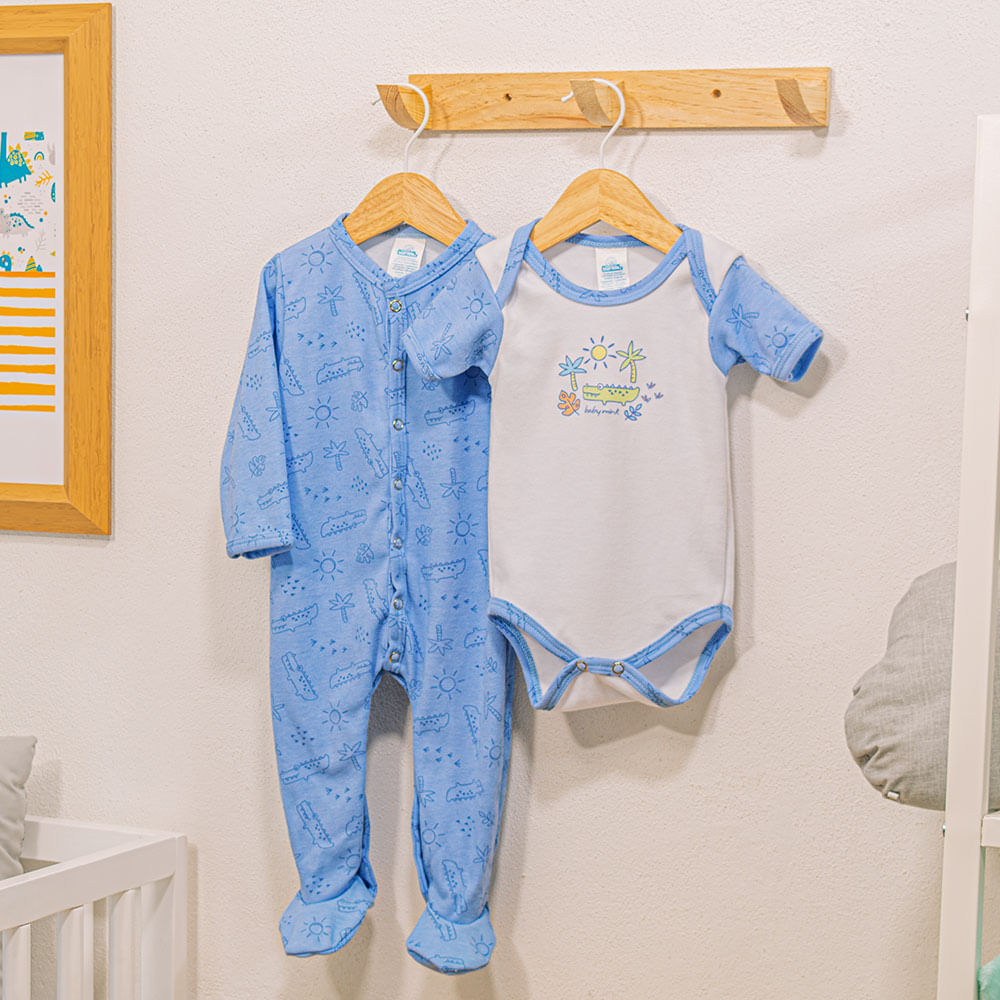 Coordinado para Bebé Kit de Paseo Baby Mink Azul 0 a 3 Meses