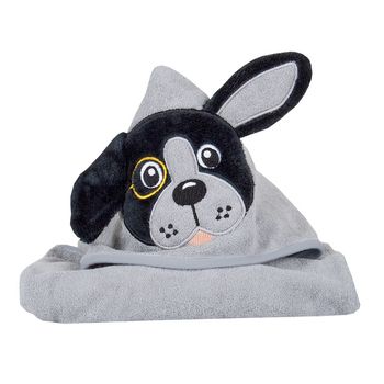 Bata de baño con capucha y aplicaciones de animalitos