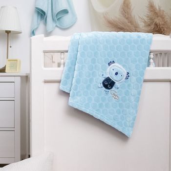 Frazada de tejido flannel extra suave con diseño bordado, 100 x 80 cm