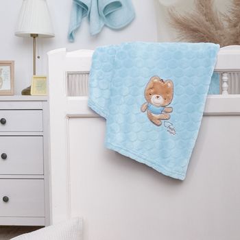 Frazada de tejido flannel extra suave con diseño bordado, 100 x 80 cm