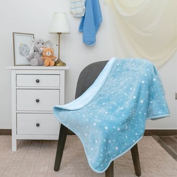 Cobertor flannel con borrega, ideal para el paseo, 100 x 80 cm