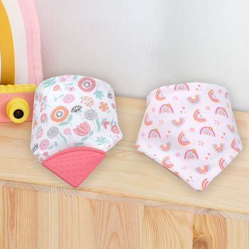 Baberos bandana con mordedera de silicón doble vista